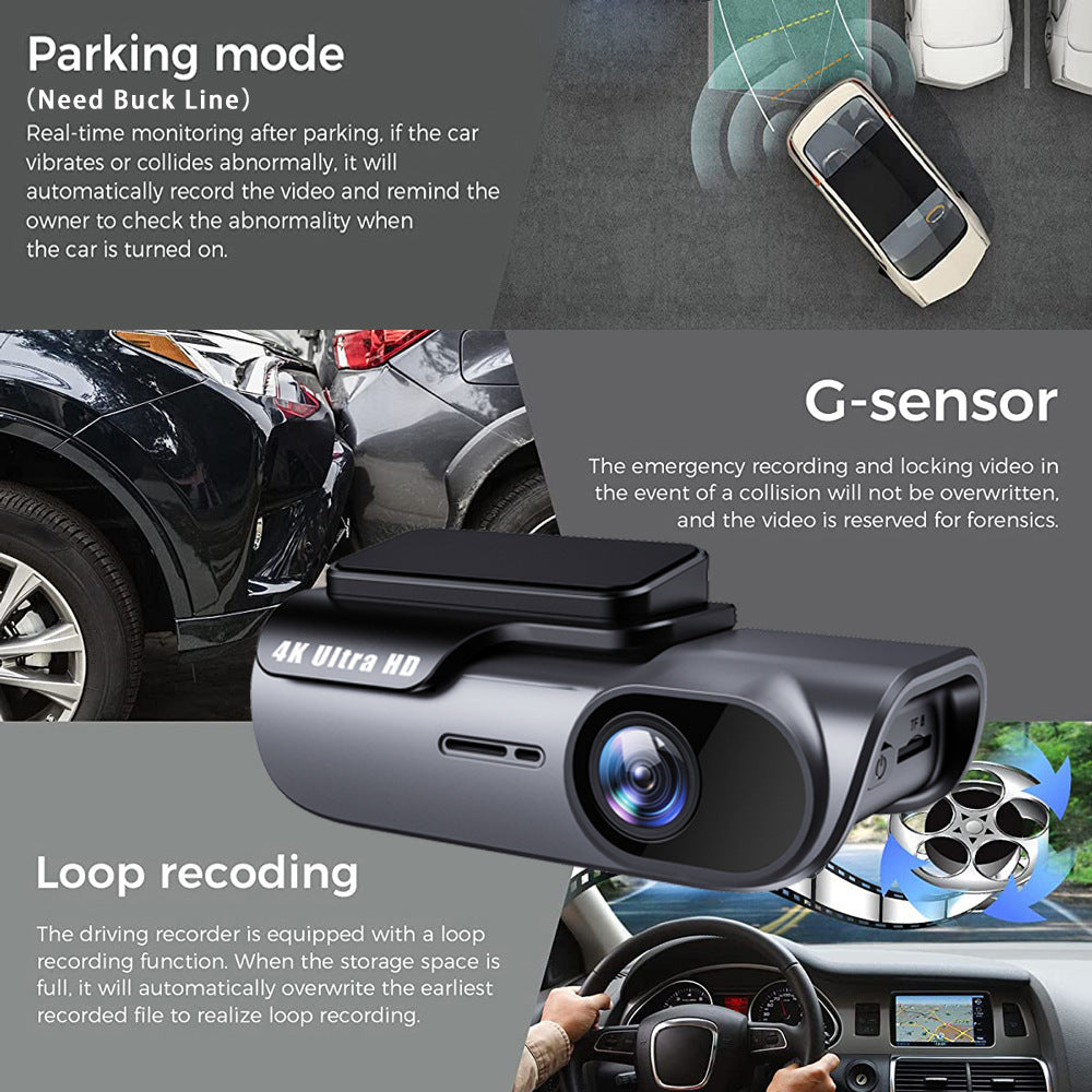 K05New4K Driving Recorder Mobile Phone Interconnection WIFI HD Night Vision Installation-Free Car Recorder