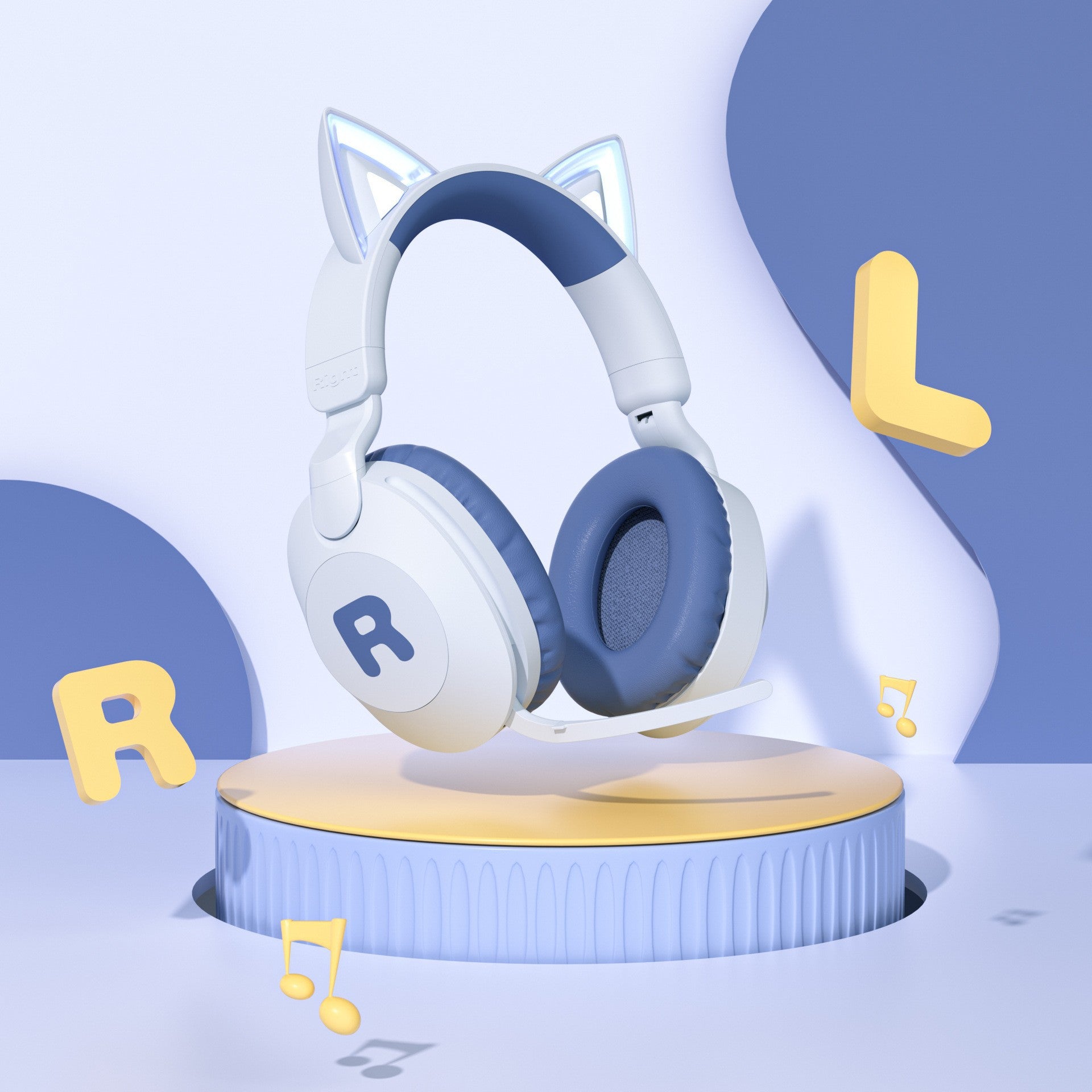 Cat Ear Headband Bluetooth Wireless Headphones with Mic Cute Long Battery Life Adorable Design Cute Cat