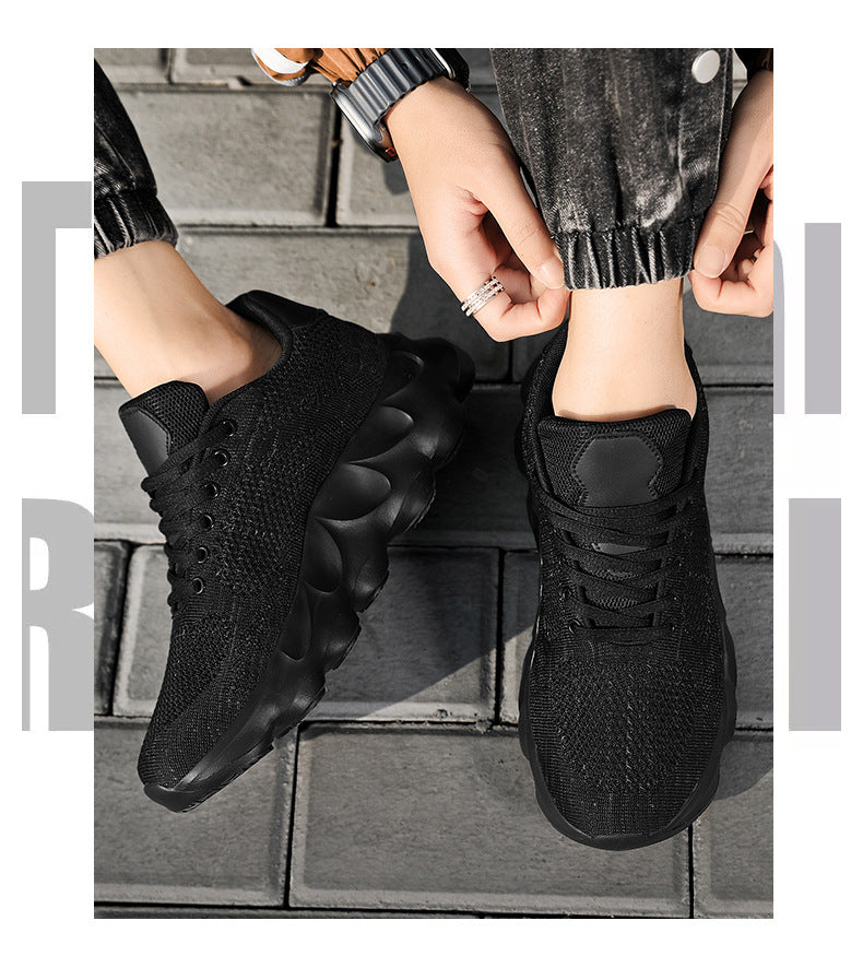 2025Autumn Large Size Men's Mesh Breathable Lightweight Height-Increasing Running Shoes Outdoor Hiking Casual Sports Shoes