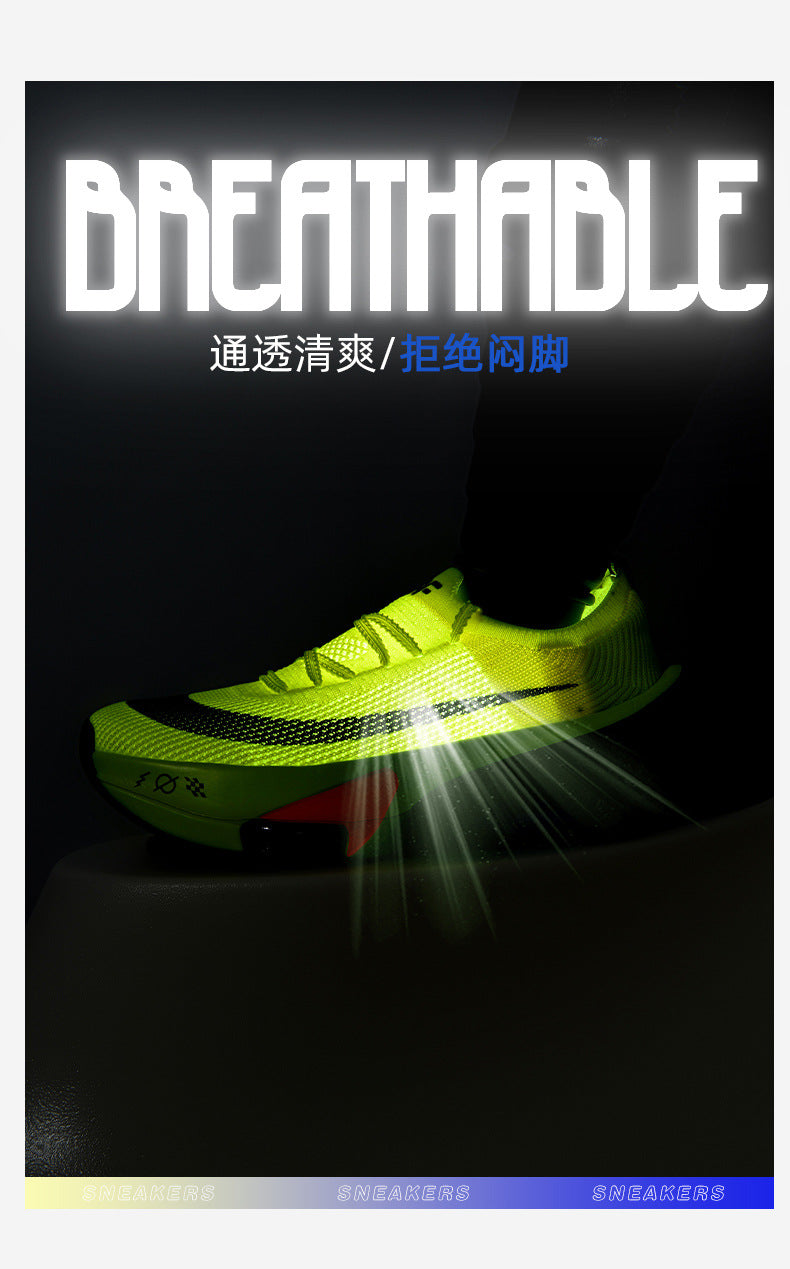 2025Autumn New High Elastic Double Mesh Breathable Sports Shoes Air Cushion Shock Absorption Full Palm Carbon Plate Couple Racing Running Shoes