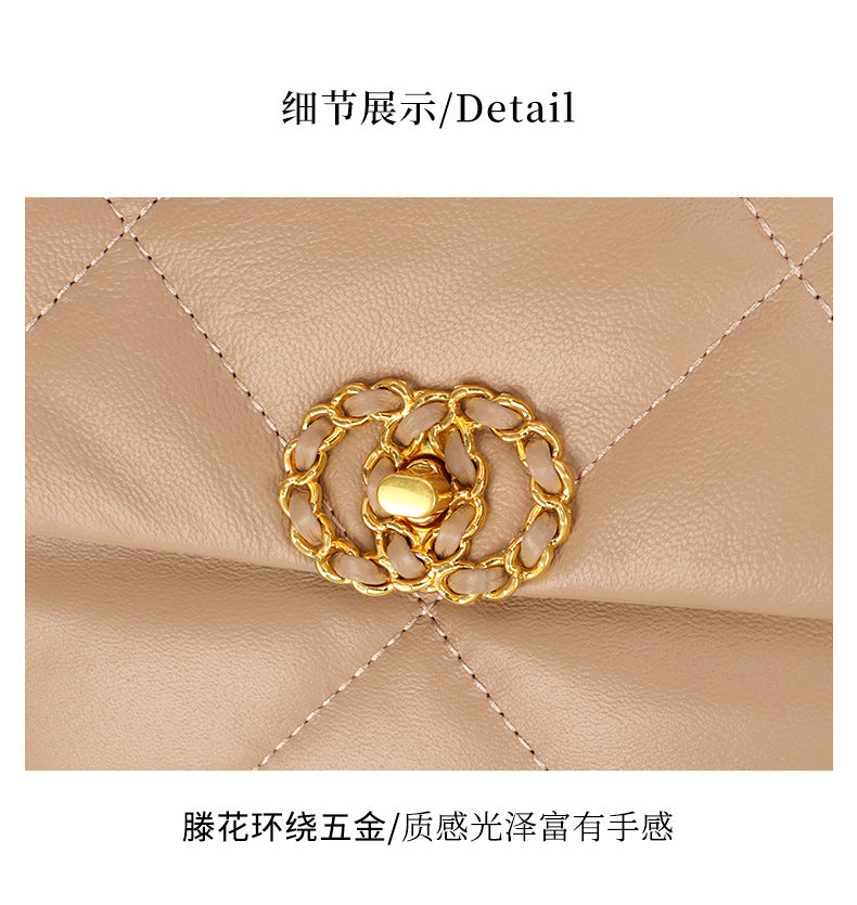 French Retro New Soft Elegant Sheepskin Shoulder Bag Clutch Trendy Fashion Chain Crossbody Women's Bag