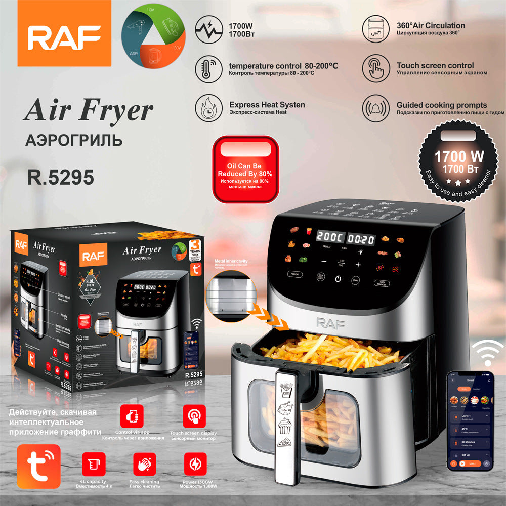 RAF European Standard Air Fryer for Home Use, Remote Control, Multi-Functional, Smart Touchscreen, Oil-Free, Smoke-Free8L Deep frying pan