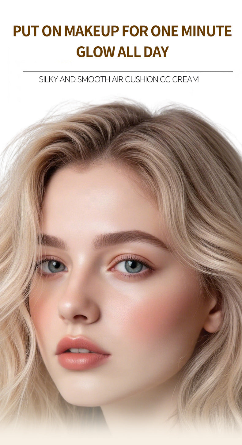 Genuine Air Cushion BB Cream Waterproof Concealer with Makeup Brush and Puff CC Cream Four-Piece Set20g*3Version