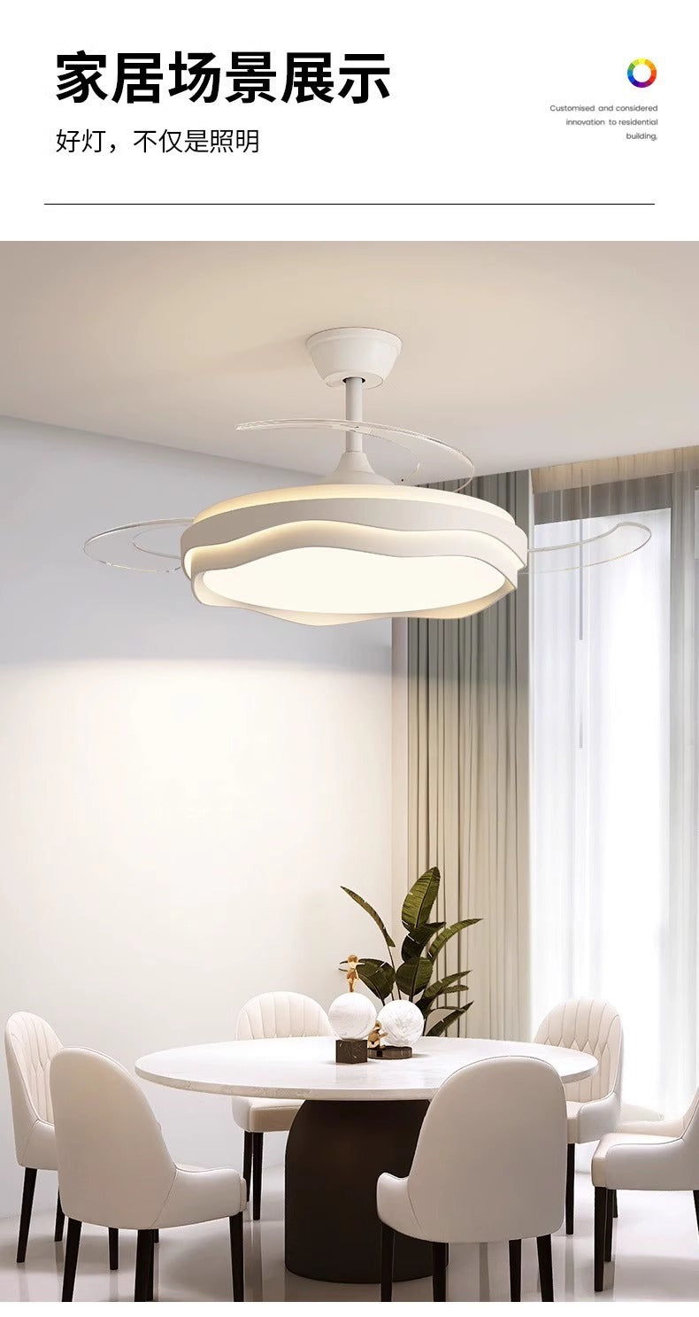 Invisible Fan Light Full Spectrum Eye Protection High Wind Power Silent Modern Simple Hall Bedroom Room Restaurant Ceiling Fan Light