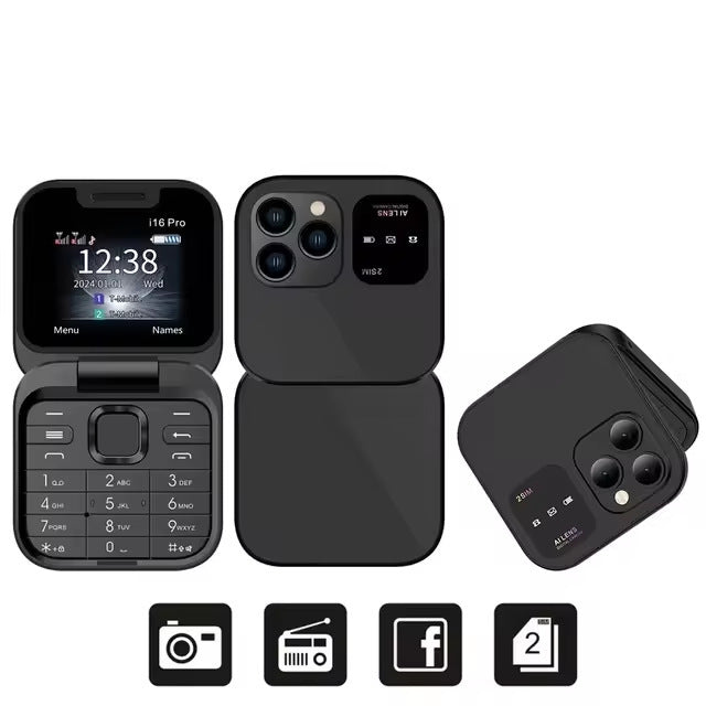 New i16pro Flip mini Mobile Phone F15Button Elderly Phone Dual SIM2G Multi-Language