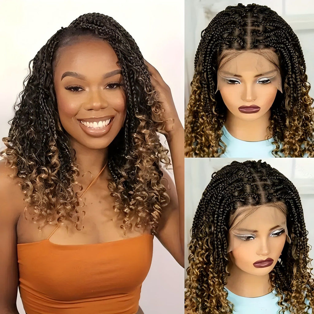 TEMU Cross-Border E-commerce Hot-Selling Synthetic Fiber Hand-Crocheted Lace Three-Strand Braid Ponytail Cover Box braid wigs