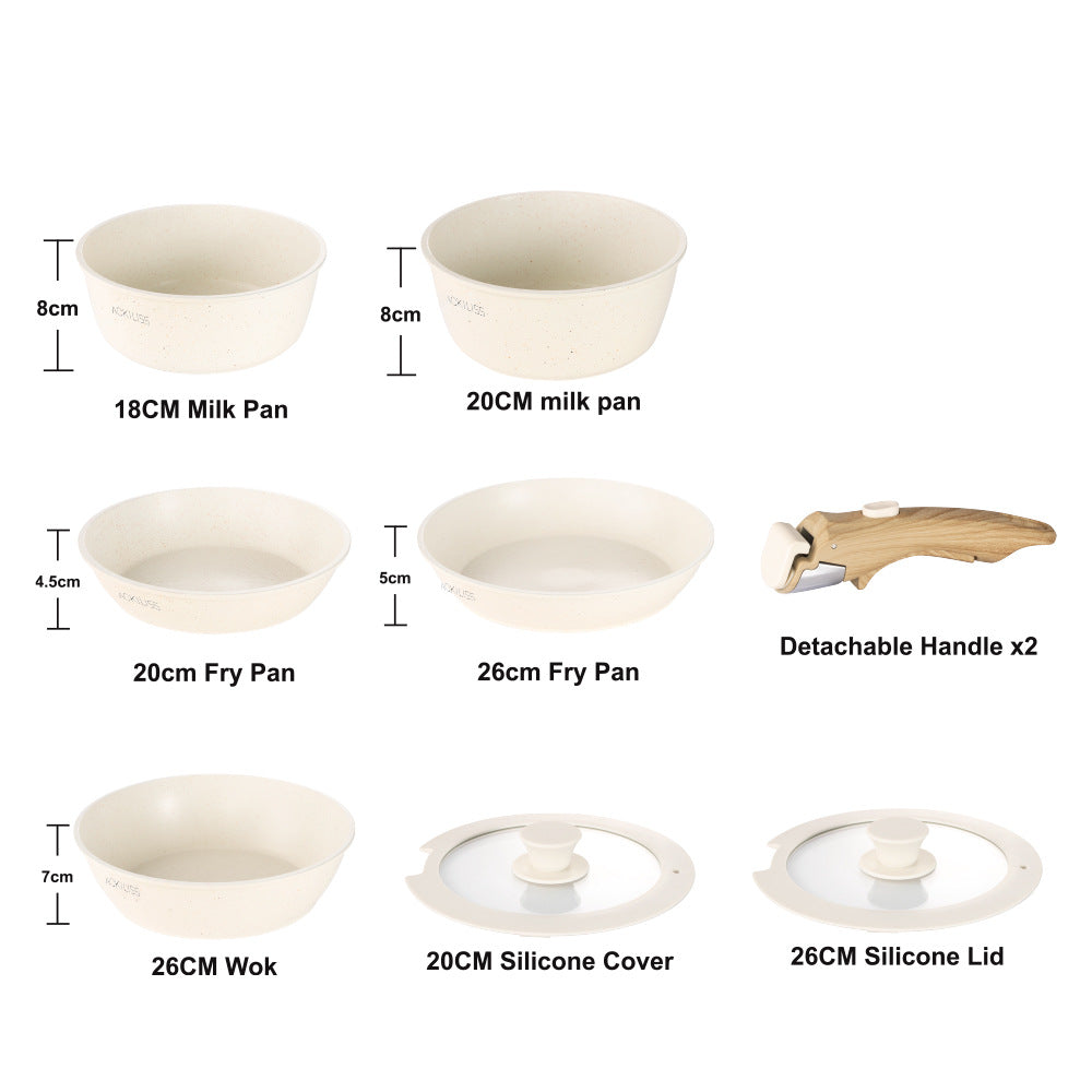 ACL  Household Detachable Set Pot Non-Stick Pot Nine-Piece Frying Pan Soup Pot Frying Pan Induction Cooker Gas Universal