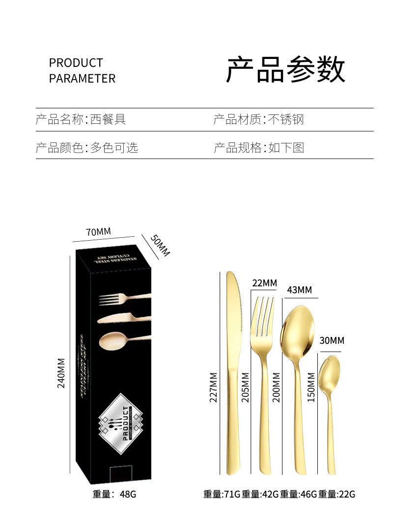 410Stainless Steel Tableware Restaurant Steak Knife Fork Oblique Handle Western Food Knife Fork Spoon6Human Portion24Set