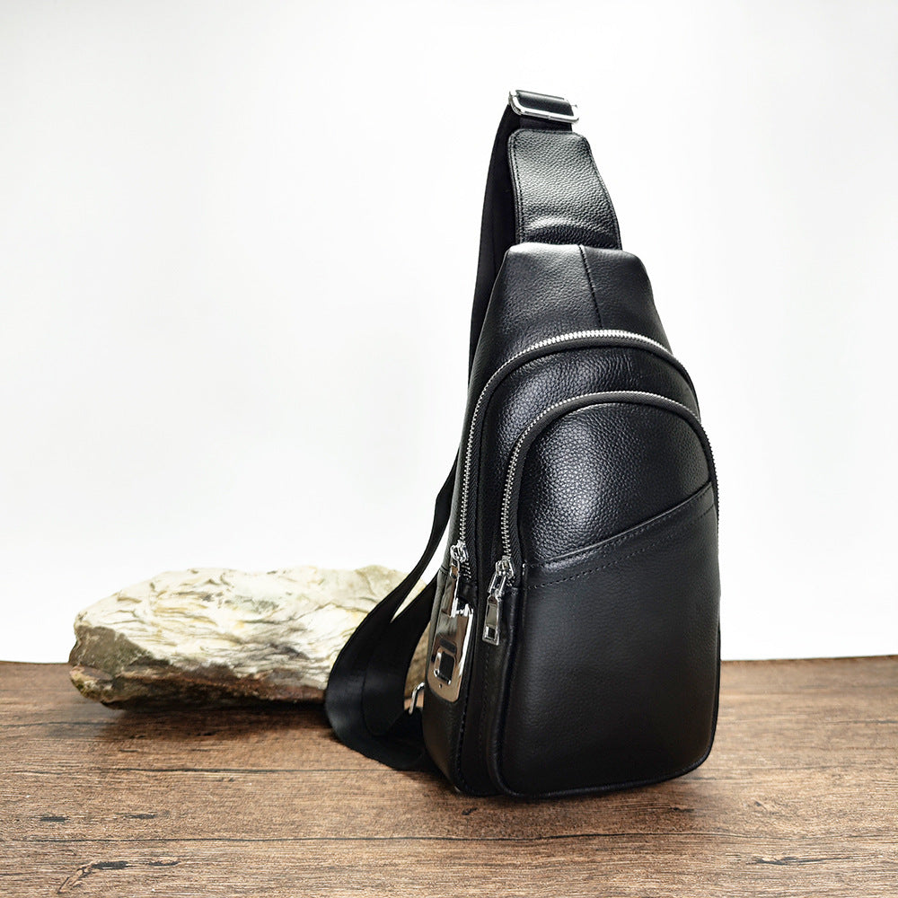 Anti-theft Fingerprint Lock Bag Top Layer Cowhide Men's Single Shoulder Crossbody Bag Multifunctional Crossbody High-end Genuine Leather Chest Bag