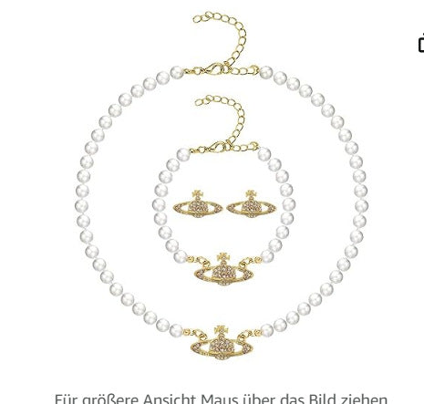 Hot Selling Pearl Necklace Women's Accessories High-end Necklace Sparkling Diamond Pendant Retro Hong Kong Style Collarbone Necklace