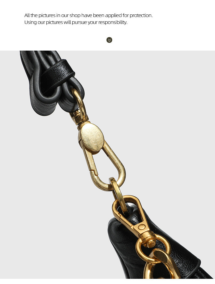 Niche Retro Underarm Bag for Women New Genuine Leather Autumn Winter Fashion Arc de Triomphe Cowhide Bucket Bag Versatile Crossbody Bag