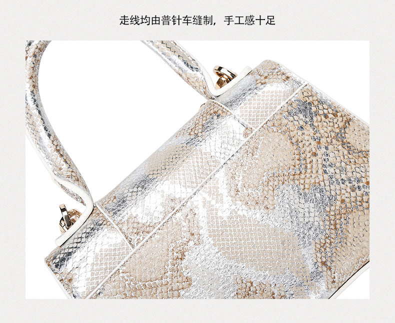 First Layer Snake Pattern Hourglass Bag Female Affordable Luxury Fashion Women's Bag Niche Baguette Handbag All-Match Shoulder Messenger Bag