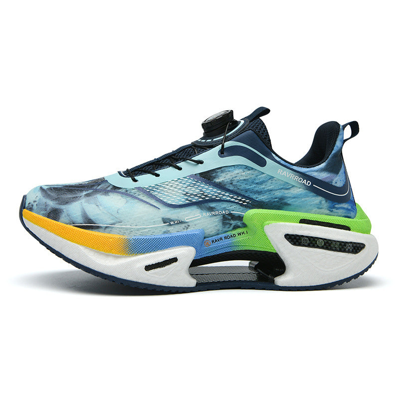 DAJUEYING Real Explosion Protection Carbon Plate High Elastic Cushioning Running Shoes Men and Women Knob Buckle Racing Mesh Breathable Sports Shoes