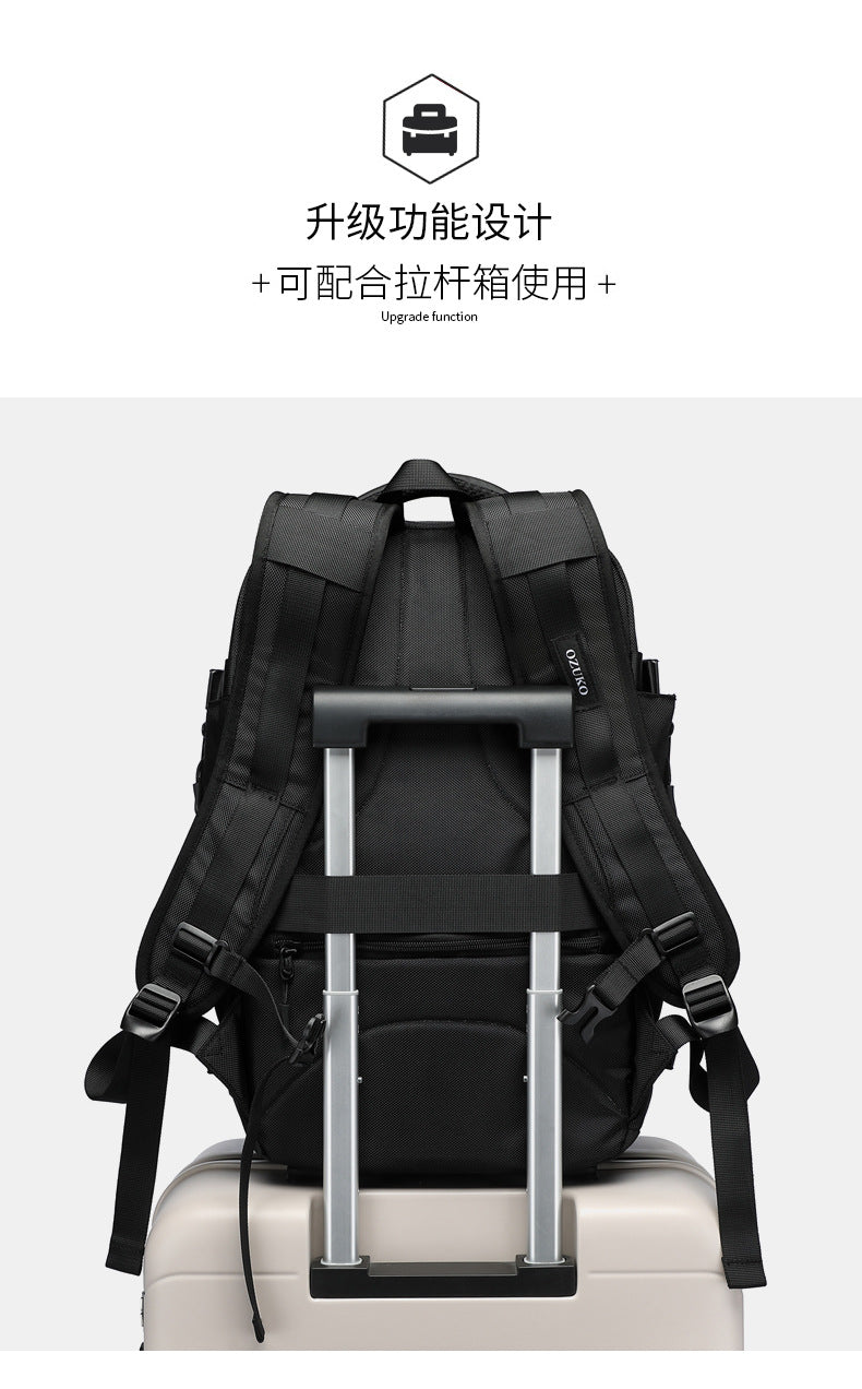 OZUKO Men's Backpack1715-inch Laptop Bag Business Travel Large Capacity Waterproof Commuting Sports Backpack