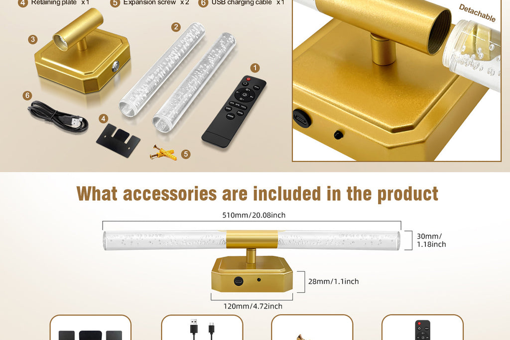 Rechargeable Wall Lamp Light Guide Column Wall Lamp Indoor Wall Lamp No Wiring Wall Lamp Magnetic Wall Lamp Strip Wall Lamp