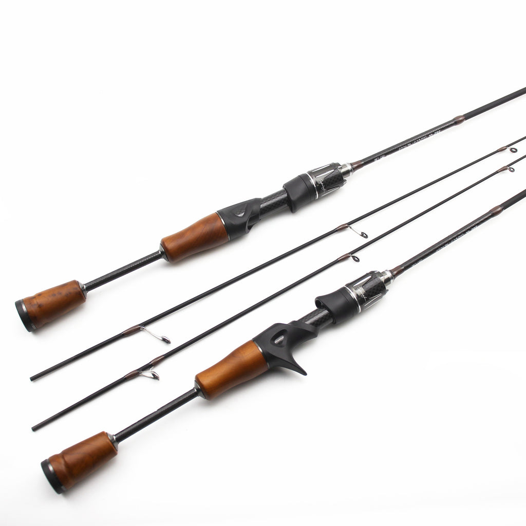 1.39Carbon Fiber UL High-end Lure Fishing Rod with Solid Wood Handle for Bass and Minnow, Straight Handle Gun Handle Rod