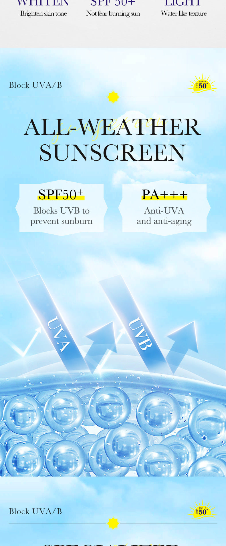 Whitening Sunscreen40gBIOAOUA Improve Isolation UV Protection Sunscreen Lotion Cross-Border Wholesale