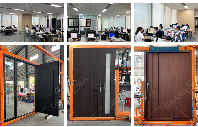 Luxury Design Entrance Door Exterior Security Front Pivot Door Modern Entry Black Wooden Aluminum Pivot Door
