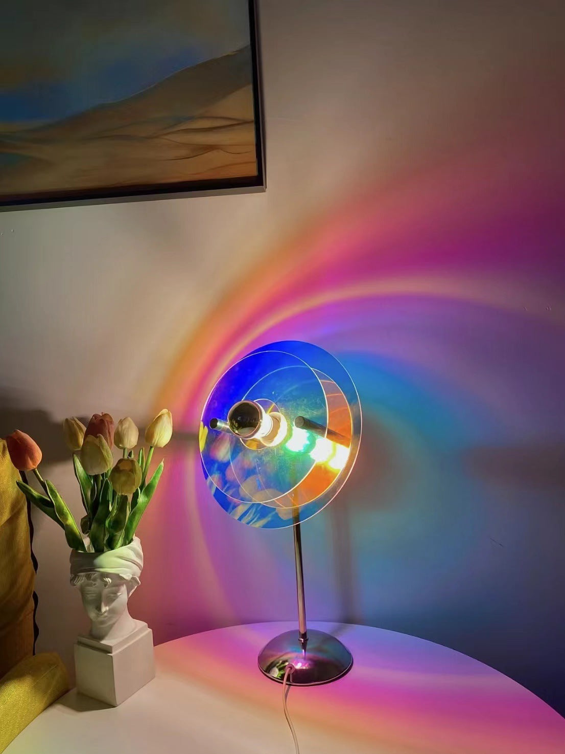 Romantic Love Bauhaus Table Lamp USB Plug-in Internet Celebrity Table Lamp Atmosphere Floor Lamp Projection Lamp Heart Lamp