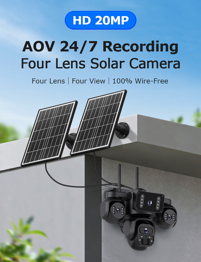 AOV Solar Monitoring HD Four-eye Solar Surveillance Camera Outdoor24Hourly Real-Time Monitoring