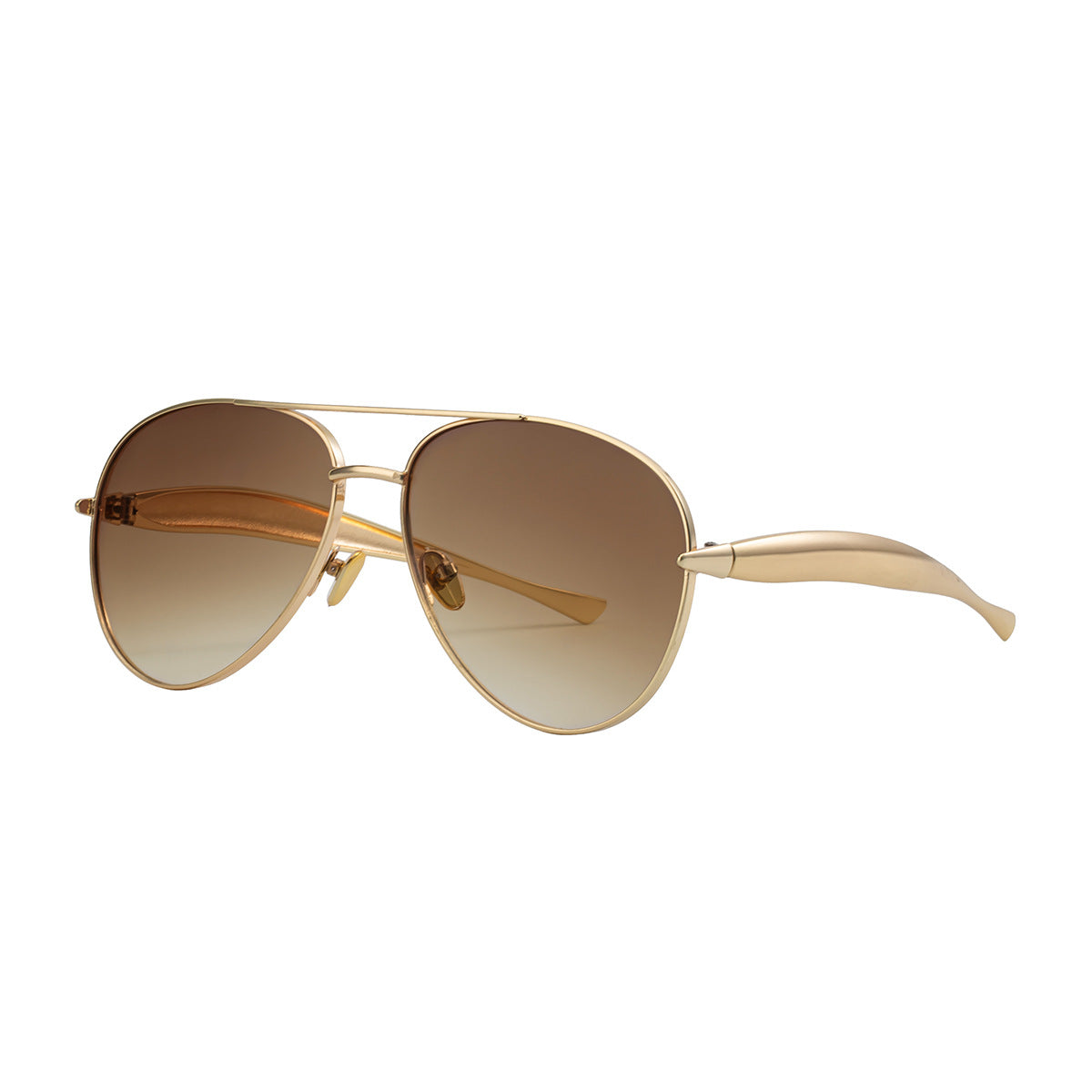 Toad-shaped Metal Sunglasses2025New Retro Plain Sunglasses High-End Feel Women Street Style Trendy Sunglasses