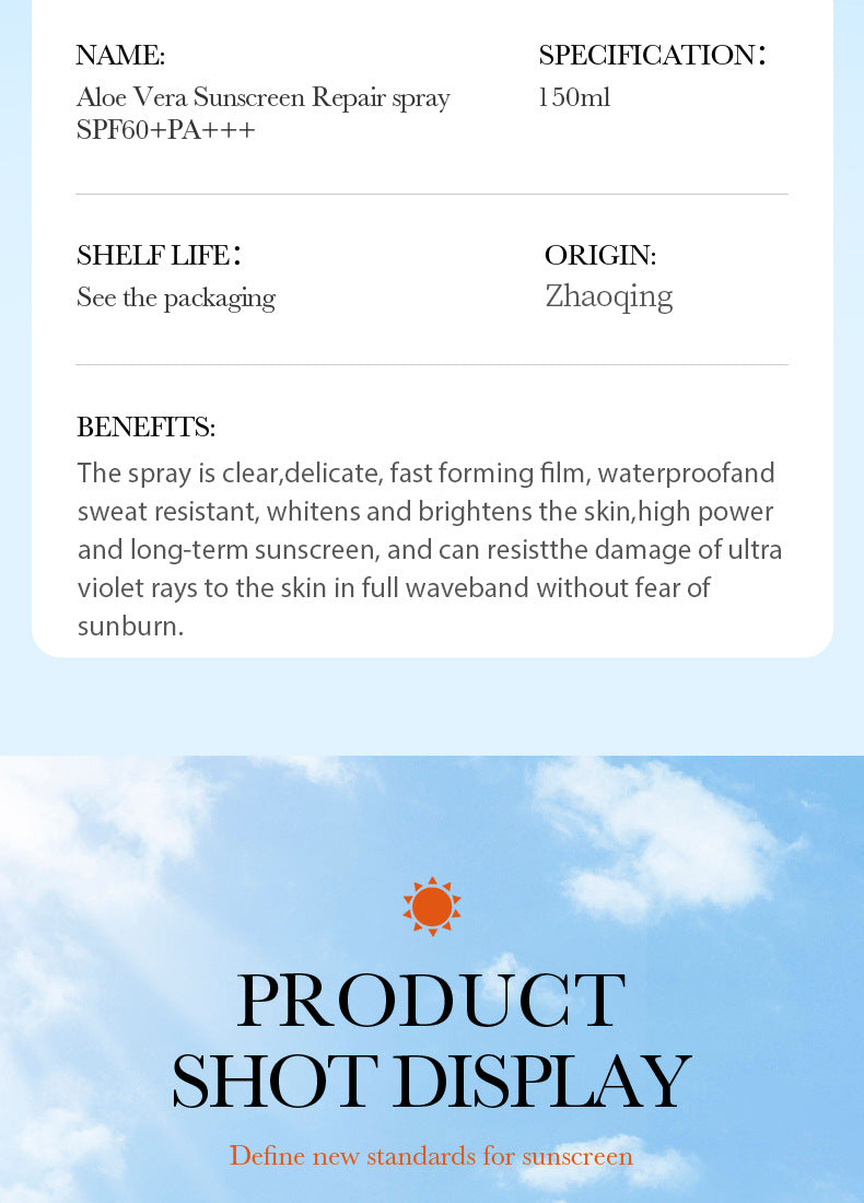 foreign trade BIOAOUA Aloe Vera Sunscreen Sunscreen Isolation Refreshing Three-in-One Sunscreen Spray Wholesale