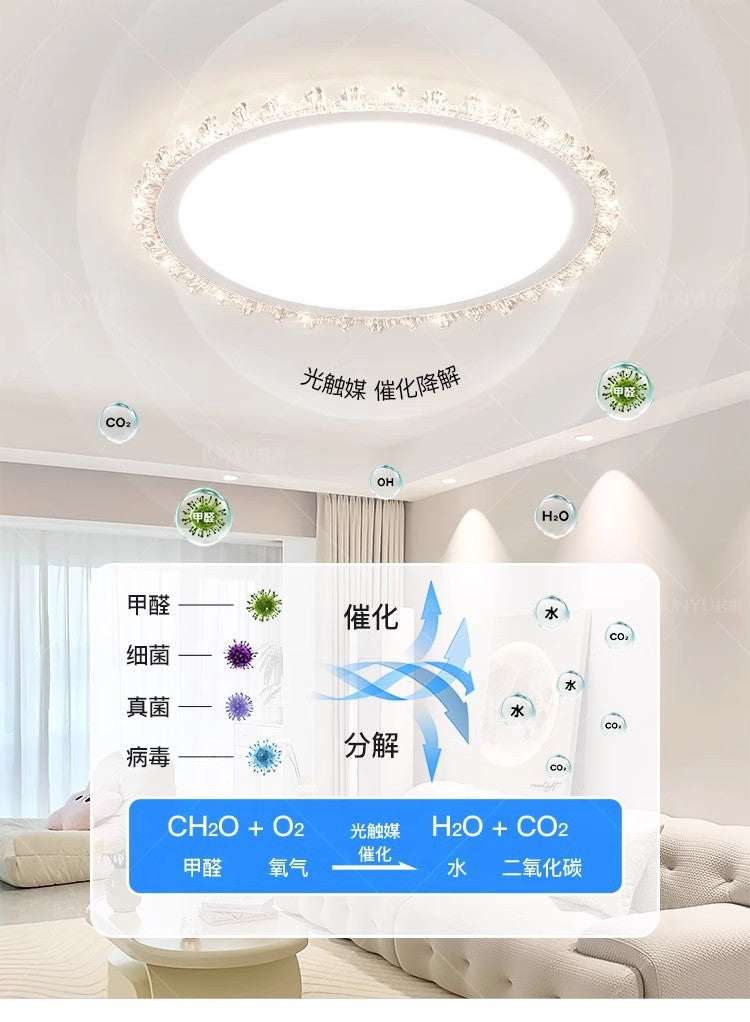 Light Luxury Living Room Ceiling Lamp New Crystal Lamp Cream Style High-end Bedroom Main Lamp Round Shape led Eye Protection Lighting