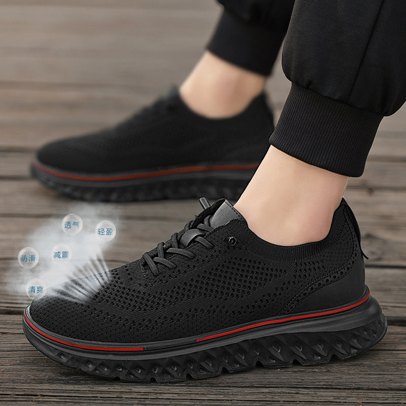 Large Size Casual Men's Shoes Fashionable Lightweight Loafers Men's Flyknit Hollow Breathable Running Sports Shoes
