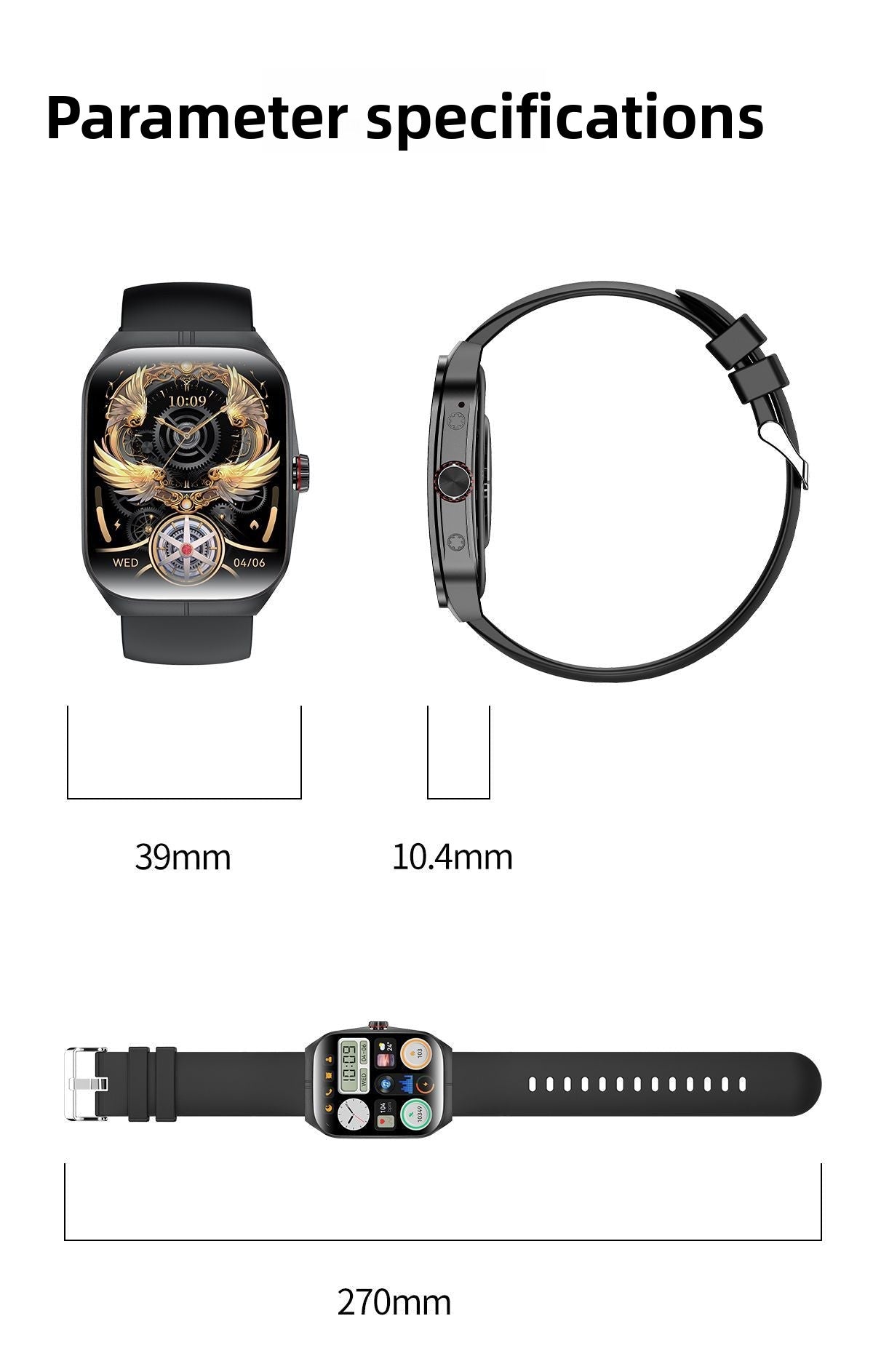 HK80Watch Bluetooth Call Heart Rate Monitoring Exercise Blood Oxygen Blood Pressure AMOLED Smart Sports Monitoring Watch