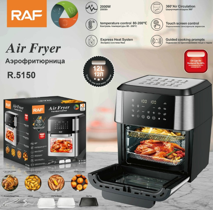 RAF European Standard Large Capacity Air Fryer12L Multifunctional Household Electric Deep Fryer with Visual Intelligent Touchscreen and Oil-Free