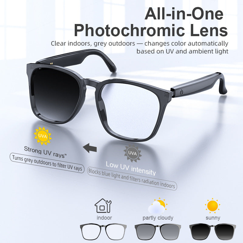 ai Translation Smart Glasses Photochromic Bluetooth Wireless Hands-Free Call Audio Multi-Function Driving Glasses