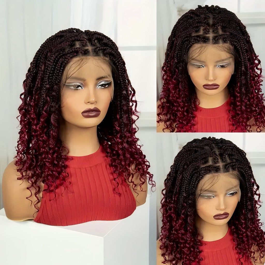 TEMU Cross-Border E-commerce Hot-Selling Synthetic Fiber Hand-Crocheted Lace Three-Strand Braid Ponytail Cover Box braid wigs