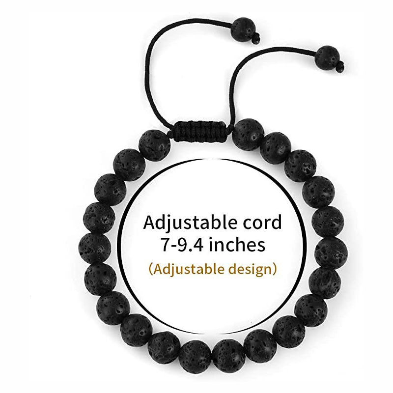 European and American Men's Volcanic Stone Woven Bracelet Natural Stone Adjustable Bracelet Frosted Tiger Eye Stone Woven Bracelet