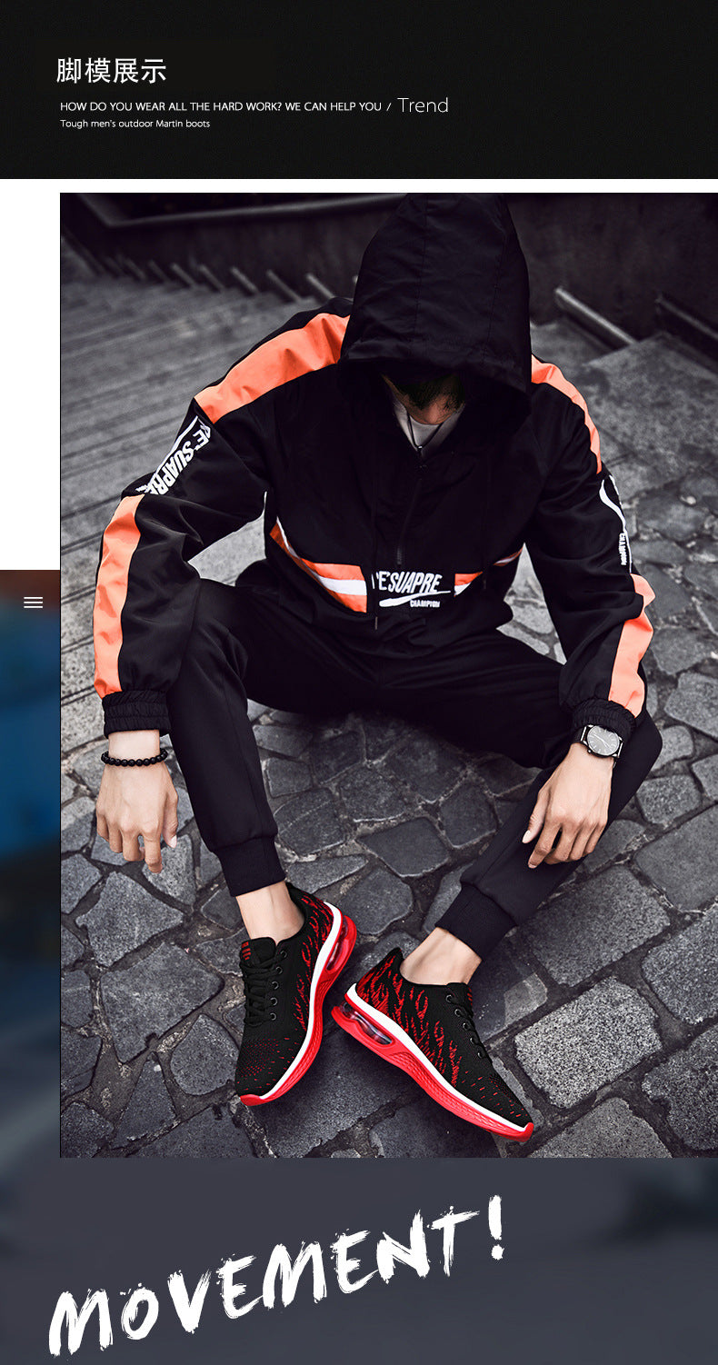 New Sports Shoes Four Seasons Casual Flyknit Breathable Cushion Running Shoes for Teenagers Ultra-light Shock-absorbing Trendy Men's Shoes