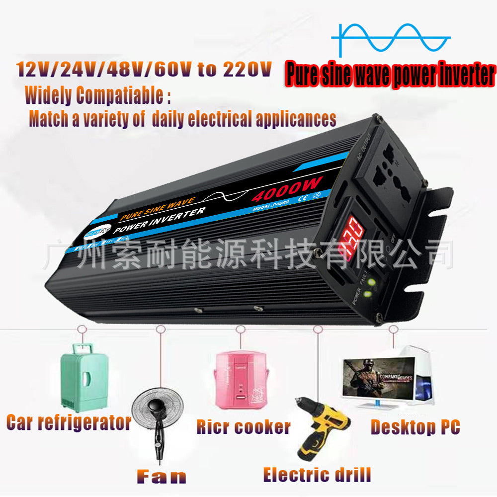 Pure Sine Wave Inverter Car Converter Car Inverter Power Supply DC12V/24V Turn AC110V/120V