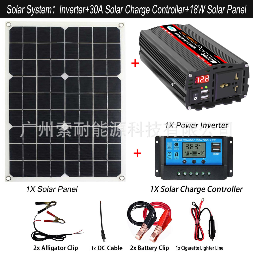 Pure Sine Wave Solar Power Kit System Configuration30A Controller 18W/36W Solar Panel Solar System