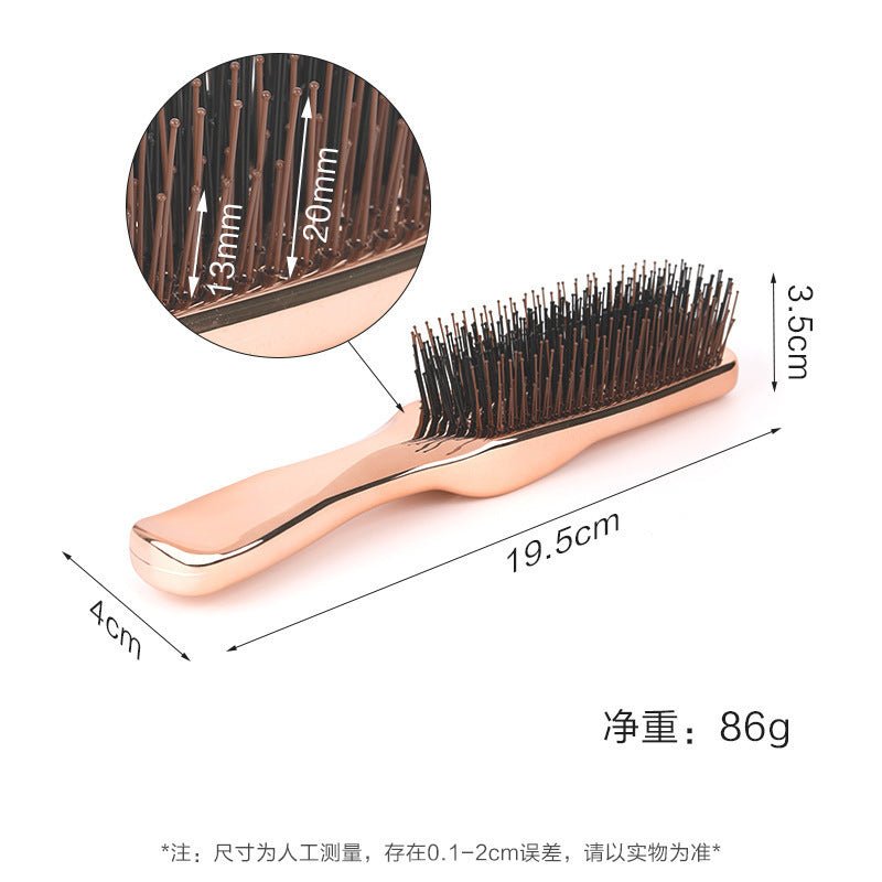 Electroplated Fine Needle Comb Head Meridian Massage Comb Scalp Cleaning Care Comb Dry and Wet Dual-use Portable Hairdressing Comb