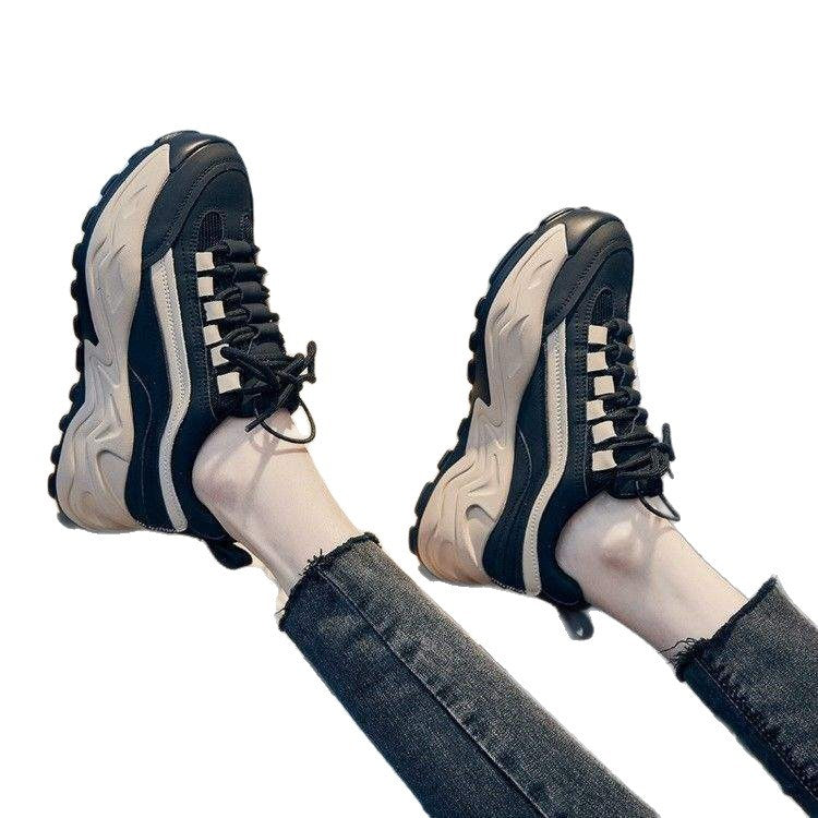 Women's Dad Sneakers Slimming ins Tide2025Spring and Autumn New Women's Shoes Casual Thick-Soled Student Height-Increasing Casual Sneakers