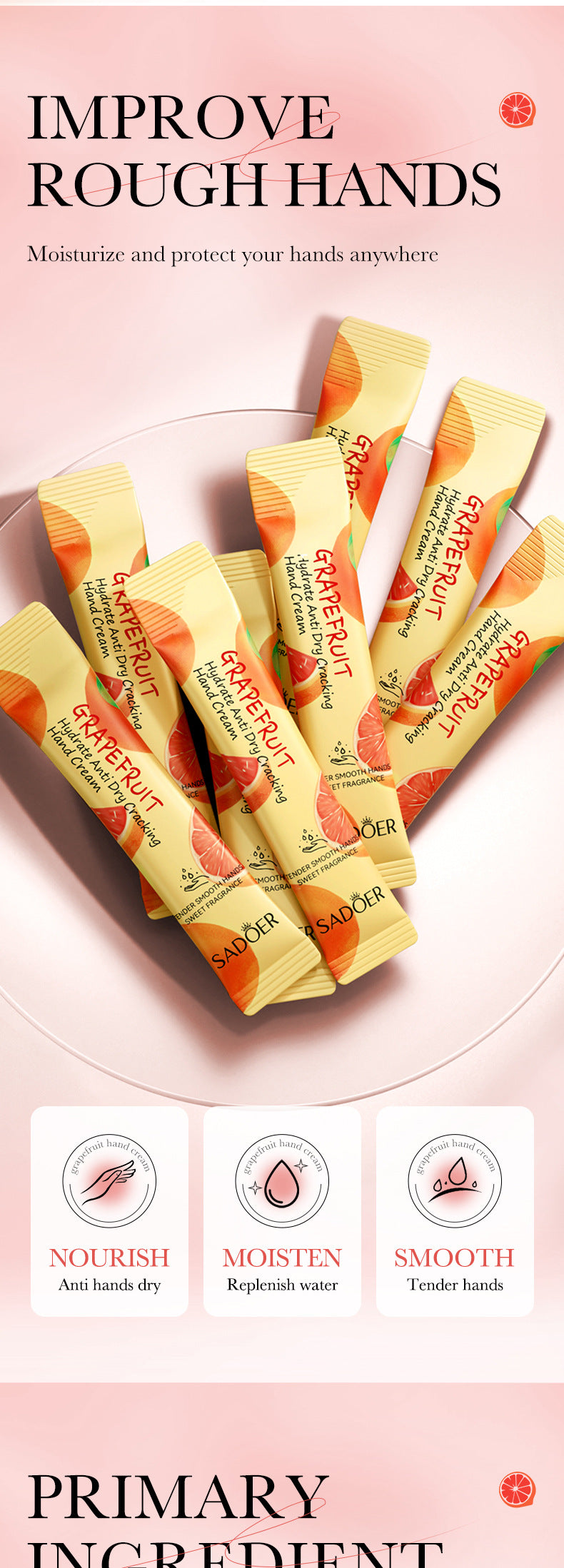 Pure English Hand Cream Box SADOER Avocado Peach Grapefruit Hydrating Hand Cream  Wholesale