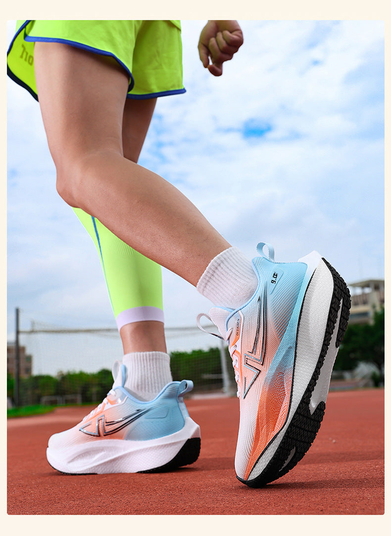 New Marathon Racing Anti-Slip Wear-Resistant Running Shoes Couple Popcorn Carbon Plate Cushioning Rebound Soft Sole Sports Shoes