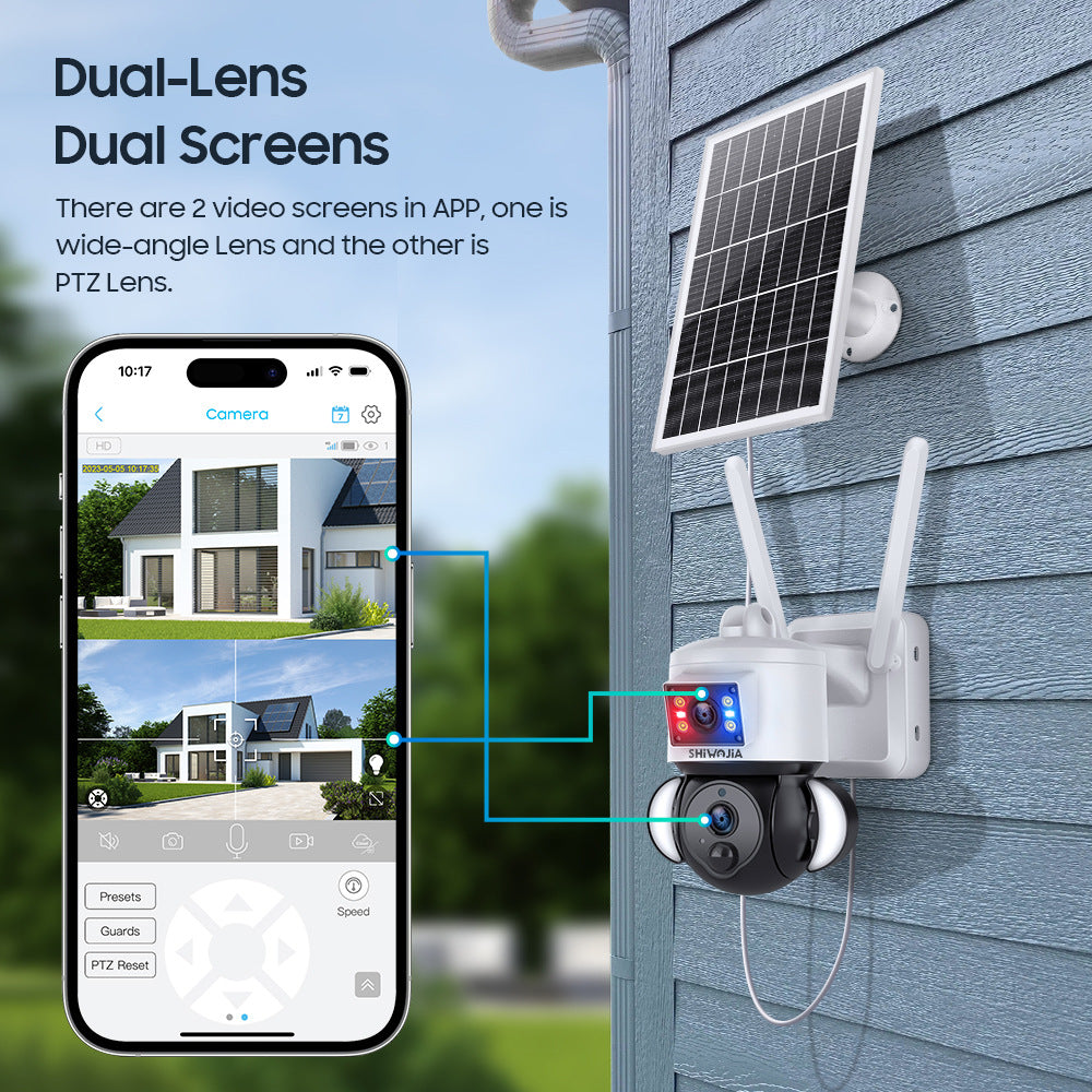 Source Factory Specializes in Solar-Powered Gun Ball Linkage HD600Multi-camera Multi-view Courtyard Surveillance