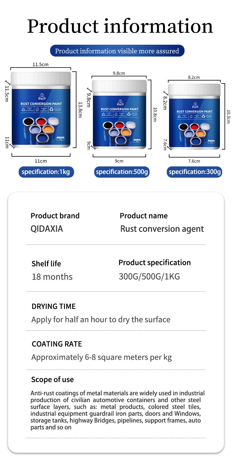 Water-based Anti-rust Paint Metal Paint Rust-free Rust Conversion Paint Color Steel Tile Renovation Rust Fixing Agent Multi-color Industrial Paint