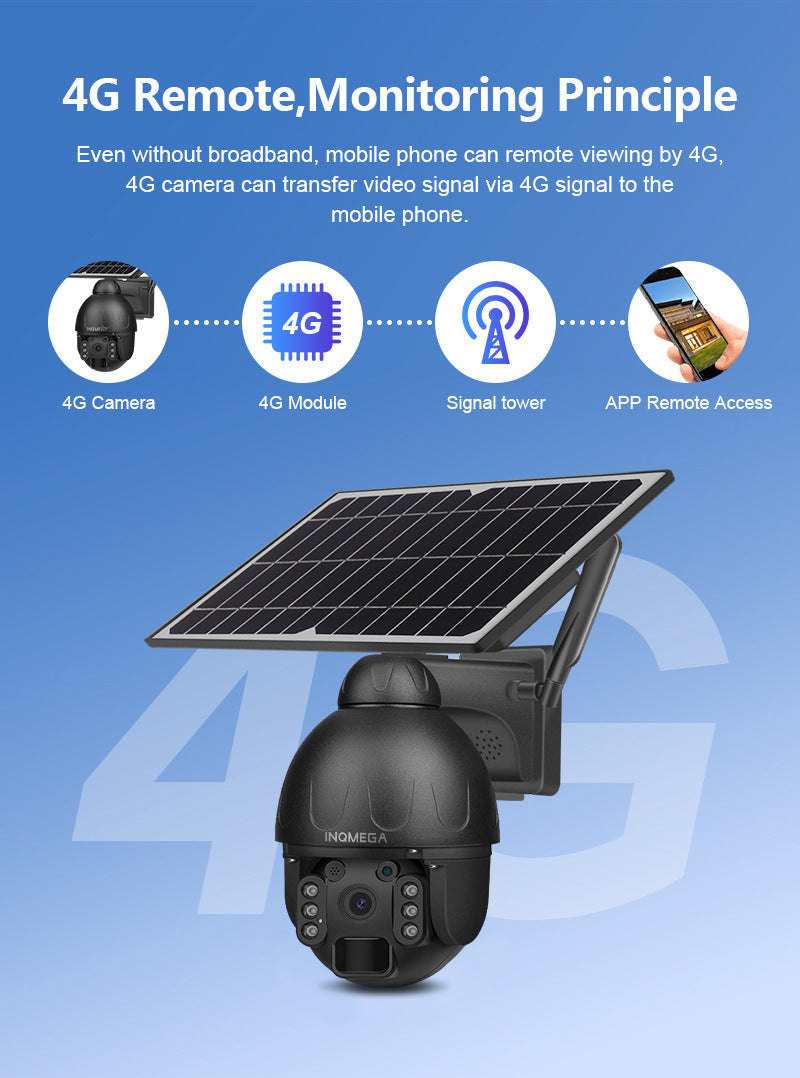 4G Solar-powered HD Camera3MP Full Color Night Vision Surveillance Wireless WiFi Solar-Powered Smart Dome Camera