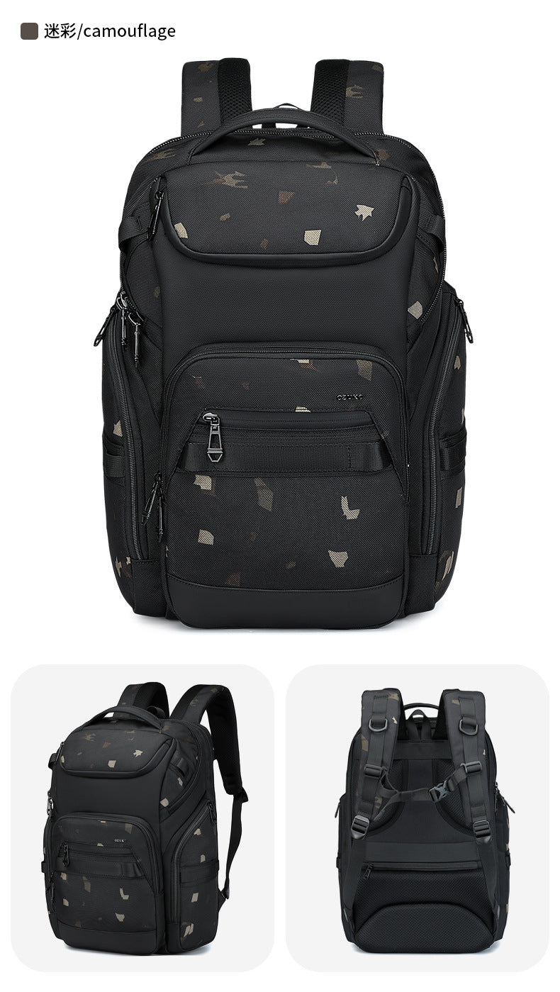 OZUKO Business Backpack Men's Computer Backpack Waterproof Large Capacity Commuting Simple High-end School Bag