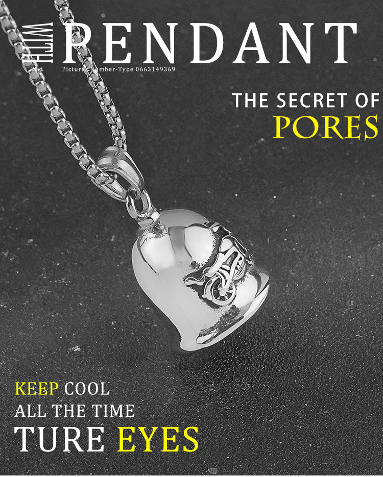 European and American Punk Jewelry Titanium Steel Necklace Pendant Retro Motorcycle Stainless Steel Motorcycle Bell Pendant Wholesale