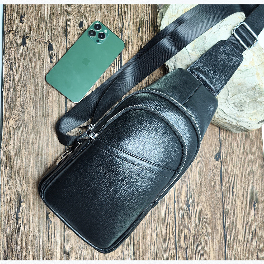 Anti-theft Fingerprint Lock Bag Top Layer Cowhide Men's Single Shoulder Crossbody Bag Multifunctional Crossbody High-end Genuine Leather Chest Bag
