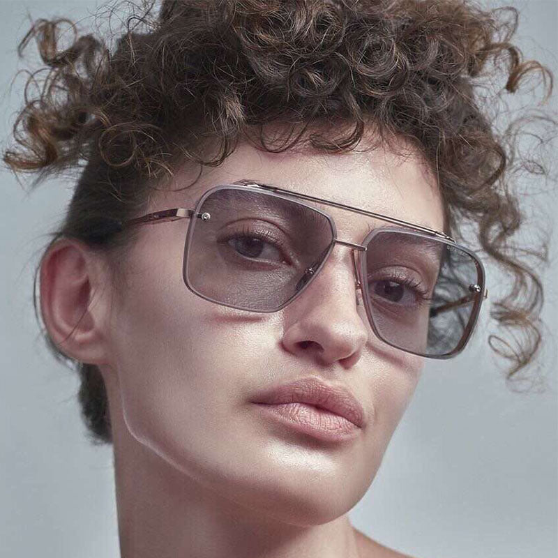 Square Frame Sunglasses Men's Fashion Metal Rimless Cut Edge Sunglasses Women's Trendy No-Makeup Glasses MACH SIX1261