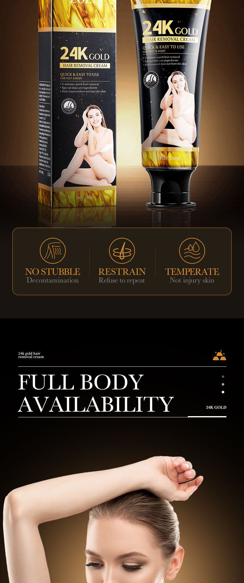 24K Gold Hair Removal Cream ZOZU Non-irritating Hair Removal Cream Wholesale for Cross-Border Trade