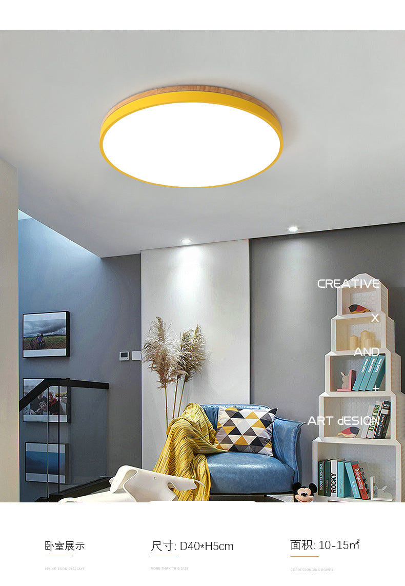 Nordic Solid Wood Macaron Ceiling Light led Round Iron Art Bedroom Lamp Living Room Lamp Home Decor