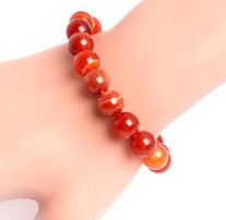 European and American Popular Natural Stone Beaded Bracelet Red Wood Grain Round Bead Stone Bracelet Wholesale